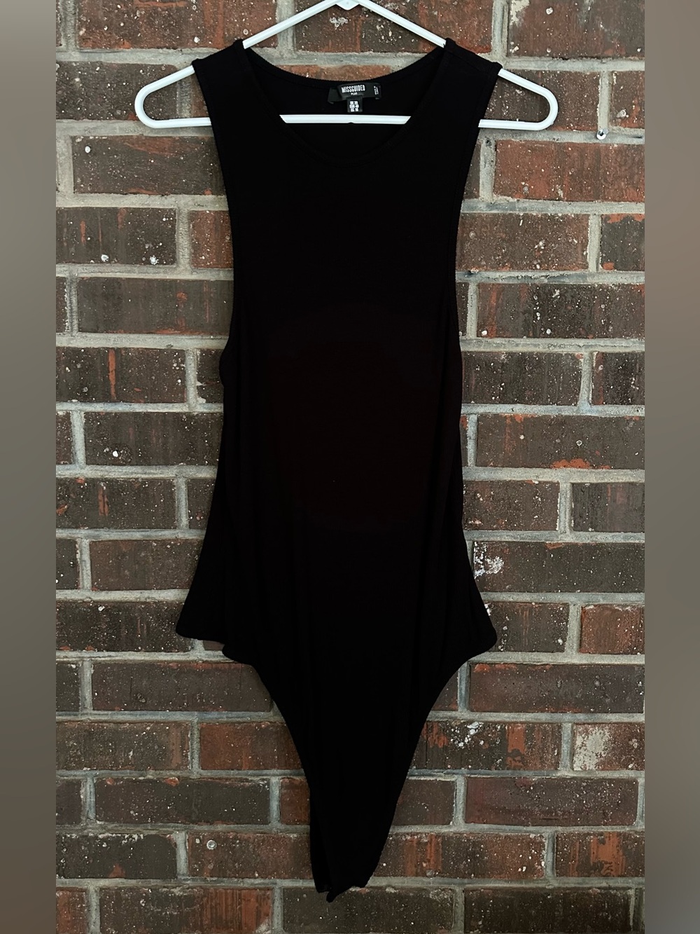NWOT Plus Size Missguided Black Ribbed Sleeveless Bodysuit